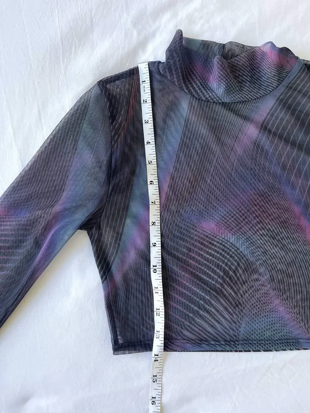 BADINKA Synth Wave Mesh Rave Set - Long Sleeve Crop Top & Mini Skirt